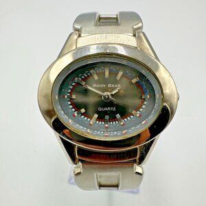 3/$30 Body Gear Watch Women Silver Tone Oval Dial 31MM Grey Dial New Battery 7"